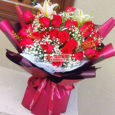 南阳30朵红玫瑰百合，做你余生故事里的人